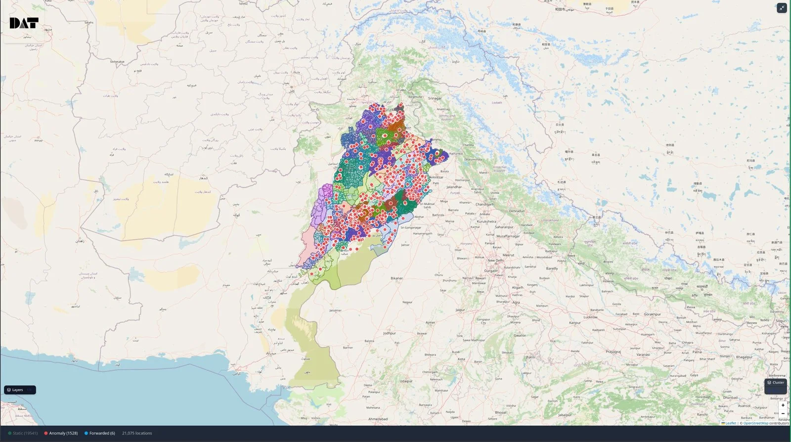 Anomaly cluster detection across field locations