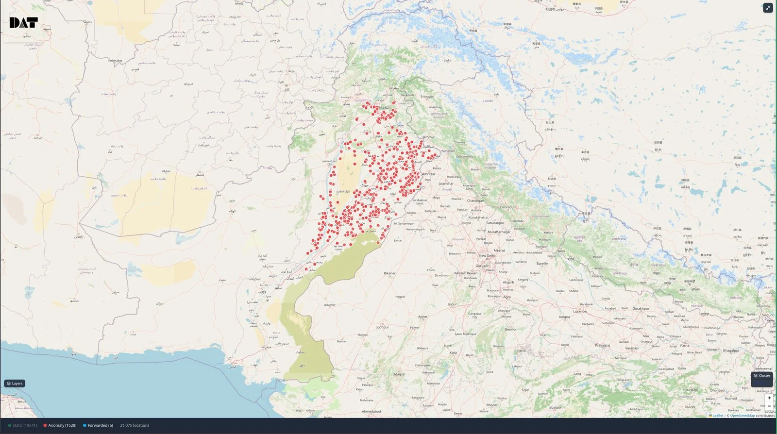 Anomaly-only view isolating flagged field activity