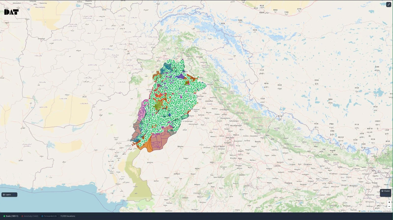 Verified static location clusters